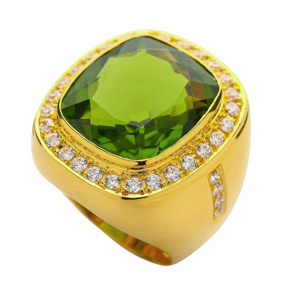 Substantial Deco Peridot Ring for Man or Woman